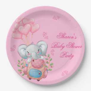 Cute Pink Elephant Paper Plate