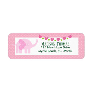 Cute Pink Elephant Return Address