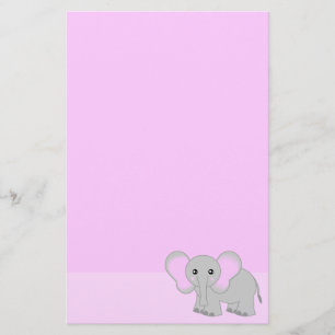 Cute Pink Elephant Stationery