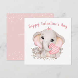 Cute Pink Elephant Valentine's day Card