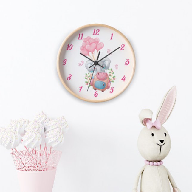 Cute Pink Elephant Wall Clock | Decor Baby Room (Creator Uploaded)