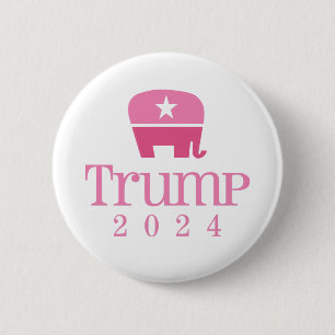 Cute Pink Elephant Women for Donald Trump 2024 6 Cm Round Badge