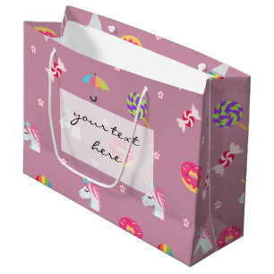 cute pink emoji unicorns candies flowers lollipops large gift bag