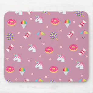 cute pink emoji unicorns candies flowers lollipops mouse mat