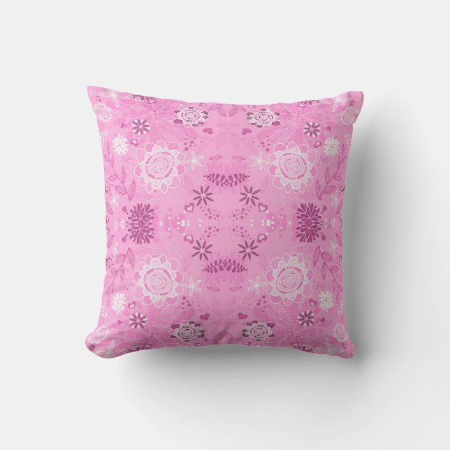 Cute pink exquisite handpainted pattern background cushion (Front)