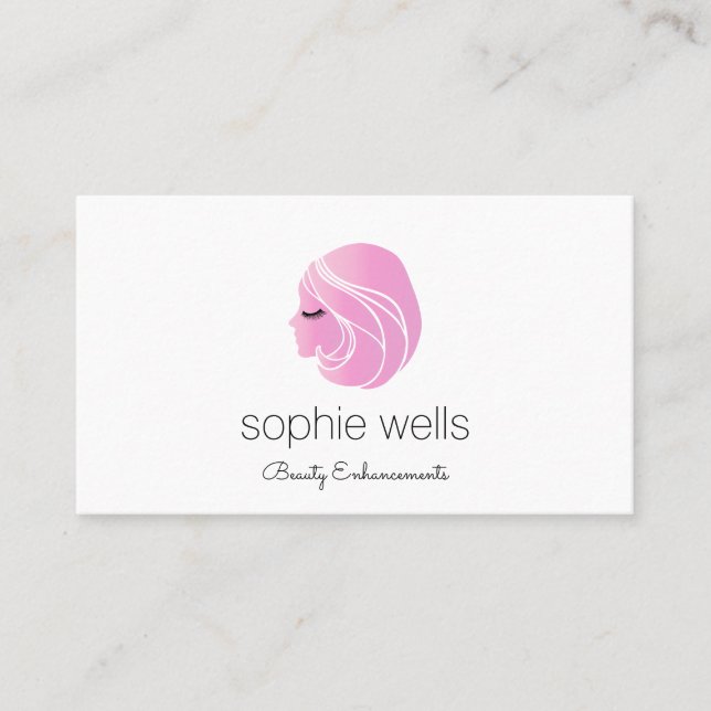 Cute Pink EyeLash Beauty Girl Business Card (Front)