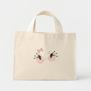 Cute Pink Face Smiling Girl Character Mini Tote Bag