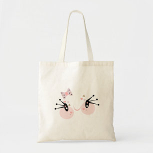 Cute Pink Face Smiling Girl Character Tote Bag