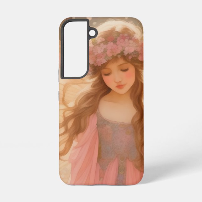 Cute Pink Fairy Fantasy Painting Samsung Galaxy S22 Case (Back)