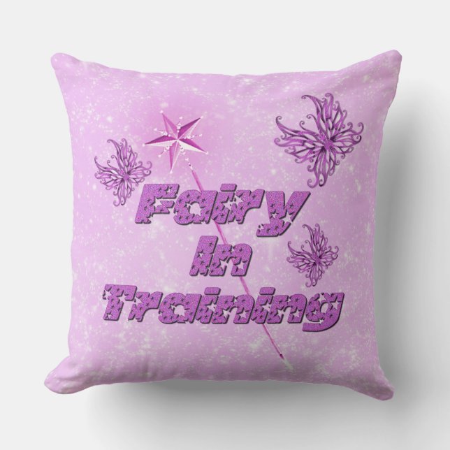 Cute Pink Fairy In Training Throw Pillow (Front)