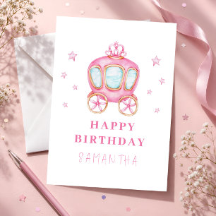 Cute Pink Fairy Tale Birthday Card for Little Girl