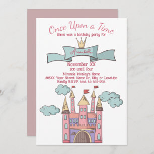 Cute Pink Fairy Tale Princess Castle Invitation