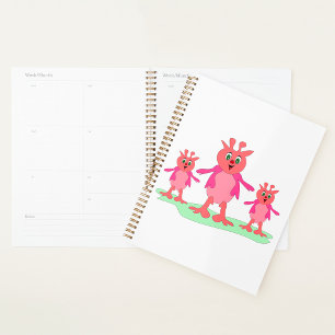 Cute Pink Fantasy Creatures Whimsical Aliens  Planner