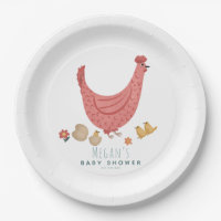 Cute Pink Farm Chicken Girls Baby Shower