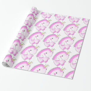 Cute Pink Fat Unicorn Wrapping Paper