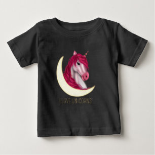 Cute pink faux gold magical Unicorn customisable Baby T-Shirt