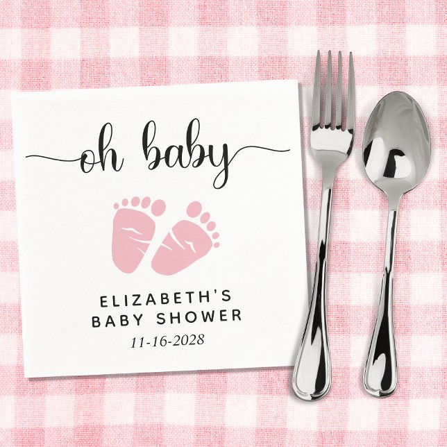 Cute Pink Feet Baby Girl Shower Napkin (Creator Uploaded)