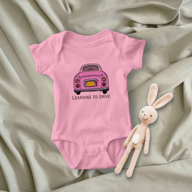 Cute Pink Figaro Car Figarations Baby Bodysuit (Cute pink figaro car bodysuit for your littlest driver)
