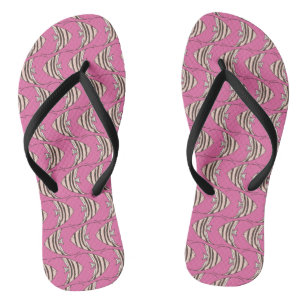 Cute pink fish pattern flip flops