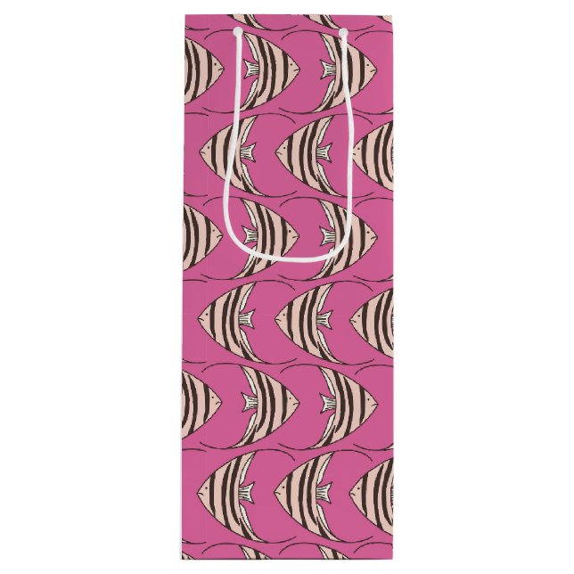 Cute pink fish pattern wine gift bag (Front)