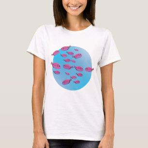 Cute Pink Fishes Swim T-shirt