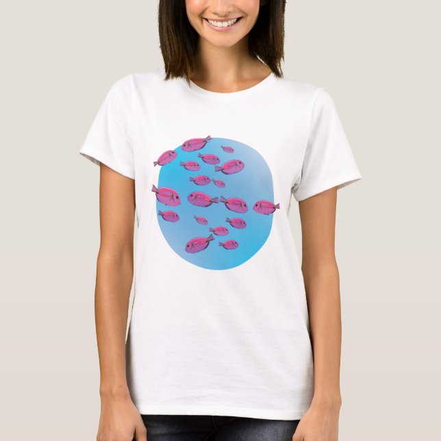 Cute Pink Fishes Swim T-shirt (Front)
