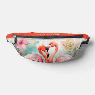Cute pink flamingo add name bum bags