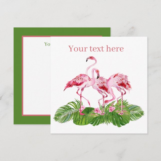 cute pink flamingo add text card (Front/Back)
