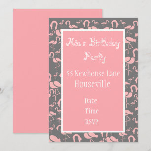 Cute pink flamingo art girl Party Invitation