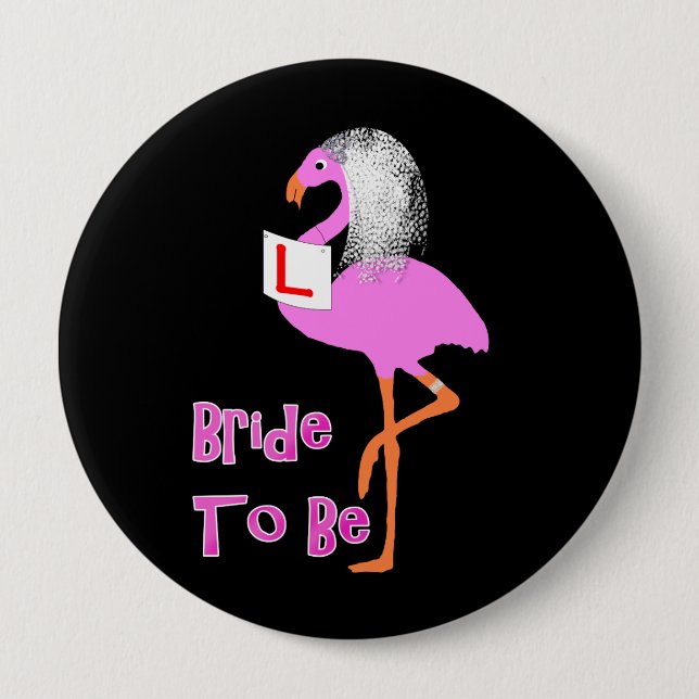 Cute Pink Flamingo Bachelorette Hen Party Theme 10 Cm Round Badge (Front)