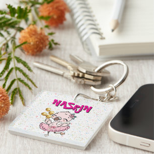 Cute pink  Flamingo Ballerina   Key Ring