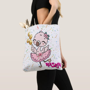 Cute pink  Flamingo Ballerina   Tote Bag