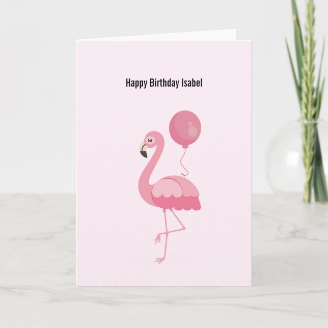 Cute Pink Flamingo Birthday Card (Front)