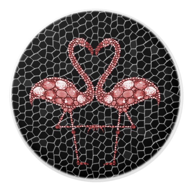 Cute Pink Flamingo Ceramic Knob (Front)