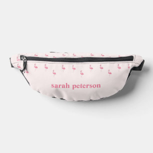 Cute pink flamingo custom name pink bum bags