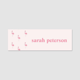 Cute pink flamingo custom name pink tag