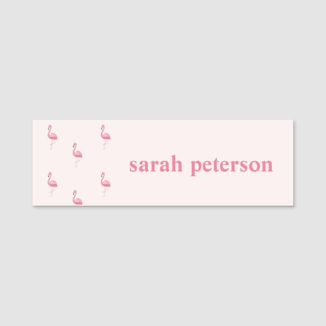 Cute pink flamingo custom name pink tag (Front)