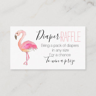 Cute pink flamingo diaper raffle card baby shower