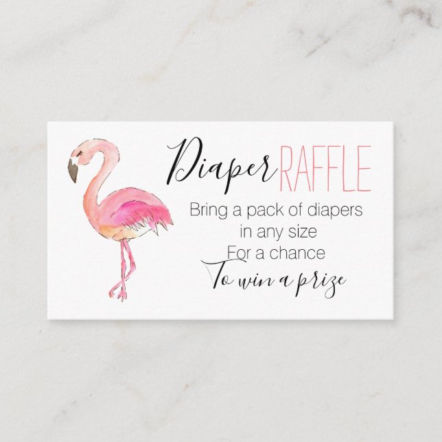 Cute pink flamingo diaper raffle card baby shower (Front)