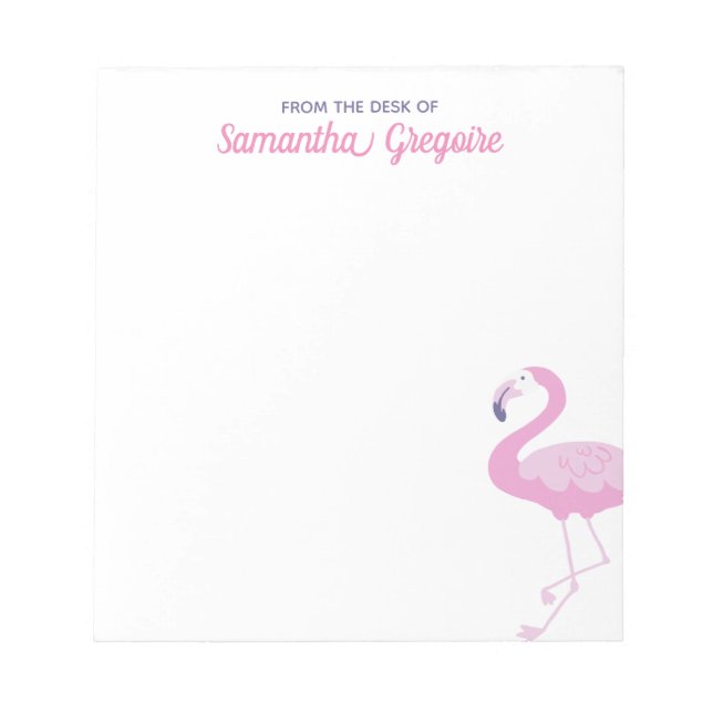 Cute Pink Flamingo From The Desk Of Notepad (Front)