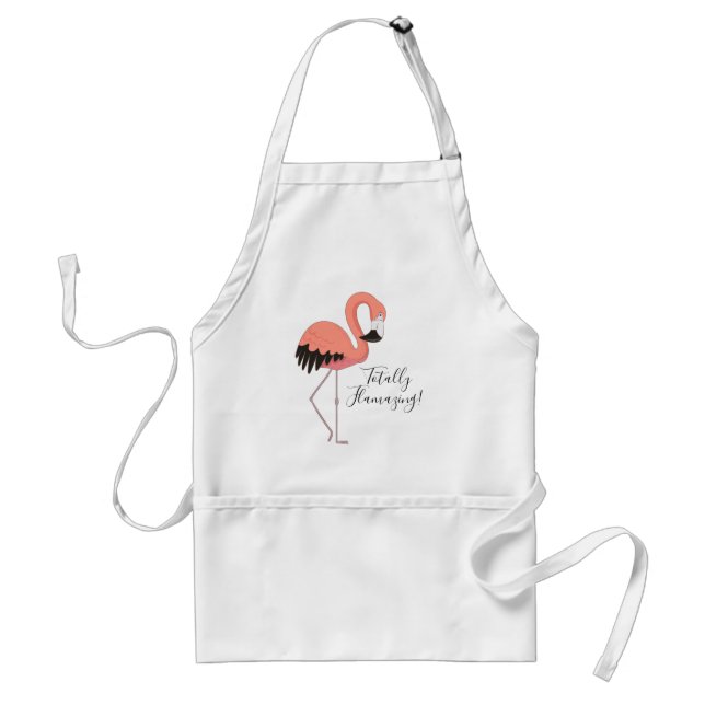 Cute Pink Flamingo Funny Script Totally Flamazing Standard Apron (Front)