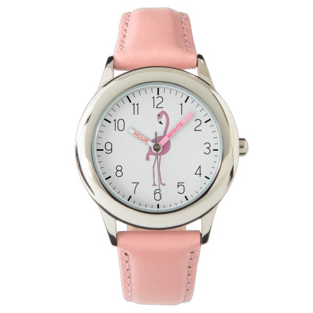 cute Pink Flamingo Girl's  Watch (Front)