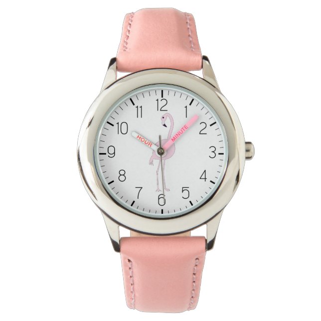 cute Pink Flamingo Girl's  Watch (Front)