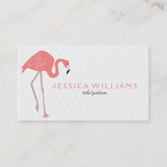 Cute Pink Flamingo Illustration Business Card (Front)