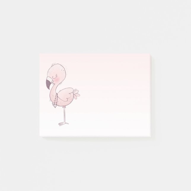 Cute Pink Flamingo Illustration Post-it Notes (Front)