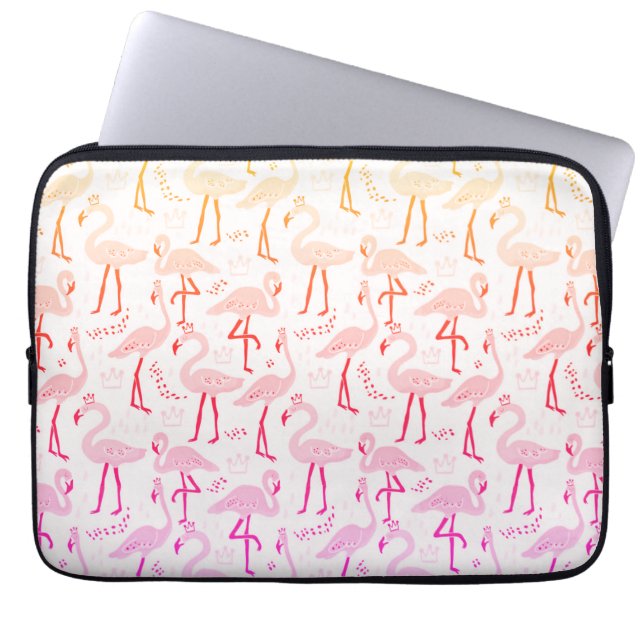 Cute pink flamingo  laptop sleeve (Front)