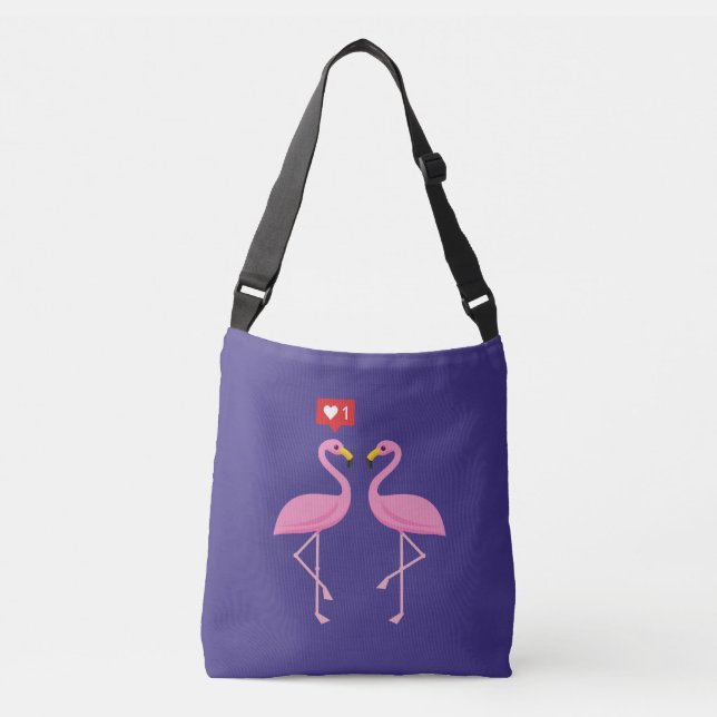 Cute Pink Flamingo Like Heart Pastel Crossbody Bag (Front)
