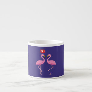 Cute Pink Flamingo Like Heart Pastel Espresso Cup