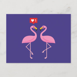 Cute Pink Flamingo Like Heart Pastel Holiday Postcard