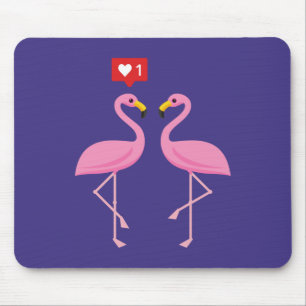 Cute Pink Flamingo Like Heart Pastel Mouse Mat